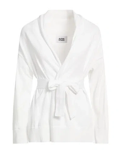 Alpha Studio Woman Cardigan White Size 8 Cotton