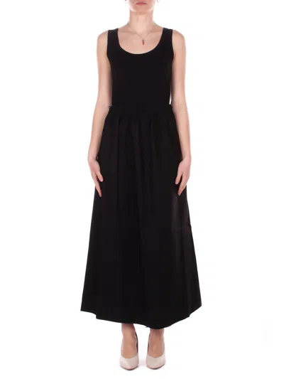 Alpha Studio Woman Dress Ad6434o 2002 Black Round Neck Dress