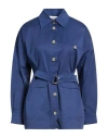 Alpha Studio Woman Jacket Navy Size 8 Cotton, Elastane In Blue