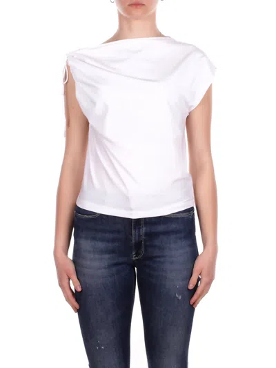 Alpha Studio Woman Knit Ad6430c 2000 Asymmetrical Neck C\coulisse White