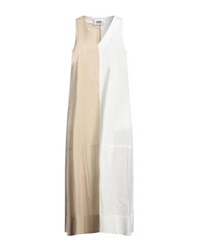 Alpha Studio Woman Maxi Dress Beige Size 6 Cotton, Elastane In Brown