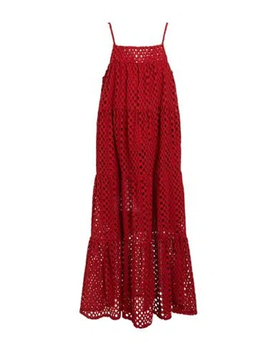 Alpha Studio Woman Maxi Dress Brick Size 10 Cotton, Polyester In Red