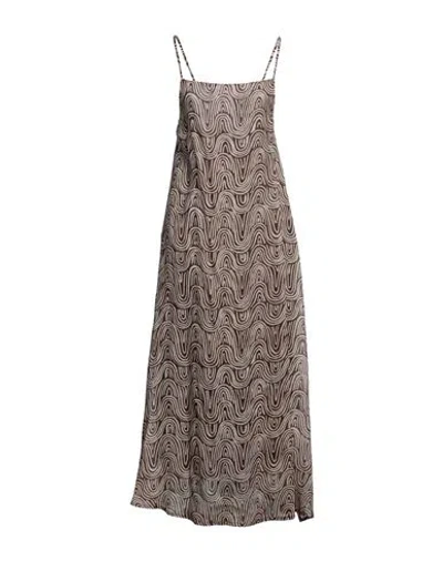 Alpha Studio Woman Long Dress Brown Size 10 Ramie