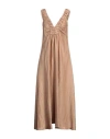 Alpha Studio Woman Maxi Dress Camel Size 6 Linen, Polyamide In Beige