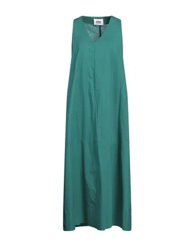 Alpha Studio Woman Maxi Dress Green Size 10 Cotton, Elastane In Green