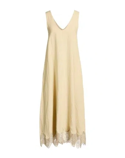 Alpha Studio Woman Maxi Dress Sand Size 8 Linen, Viscose
