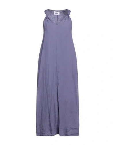 Alpha Studio Woman Maxi Dress Slate Blue Size 4 Ramie