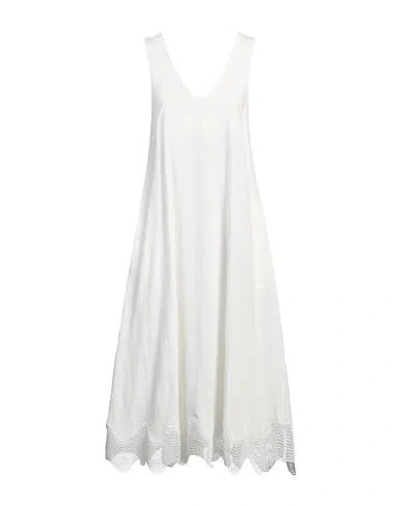 Alpha Studio Woman Maxi Dress White Size 10 Linen, Viscose