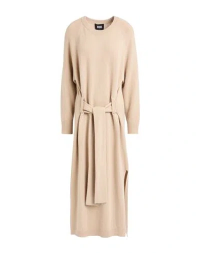 Alpha Studio Woman Midi Dress Beige Size 8 Wool, Viscose, Polyamide, Cashmere In Sand