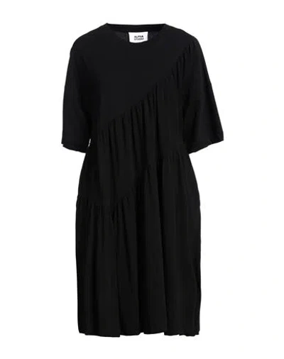 ALPHA STUDIO ALPHA STUDIO WOMAN MIDI DRESS BLACK SIZE 8 COTTON, ELASTANE