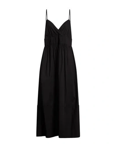 Alpha Studio Woman Midi Dress Black Size 14 Cotton, Elastane In Animal Print