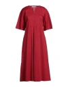 Alpha Studio Woman Midi Dress Brick Size 4 Cotton, Elastane In Red
