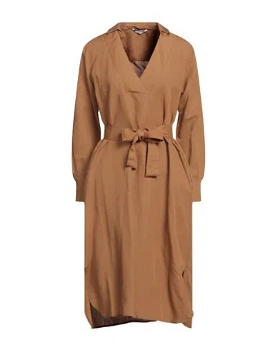 Alpha Studio Woman Midi Dress Camel Size 6 Linen, Viscose In Beige