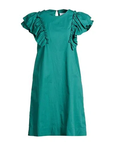 Alpha Studio Woman Midi Dress Emerald Green Size 4 Cotton, Elastane