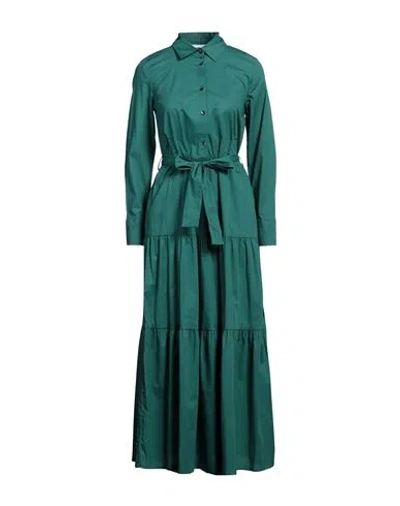 Alpha Studio Woman Midi Dress Green Size 10 Cotton, Elastane