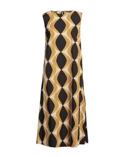 Alpha Studio Woman Midi Dress Mustard Size 8 Cotton In Yellow