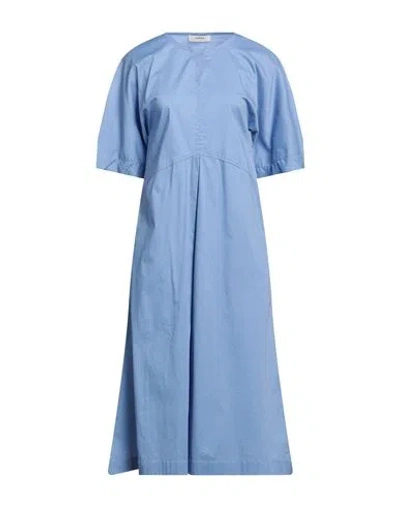 Alpha Studio Woman Midi Dress Pastel Blue Size 6 Cotton, Elastane
