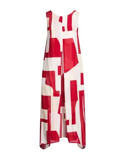 Alpha Studio Woman Midi Dress Red Size 8 Viscose, Linen