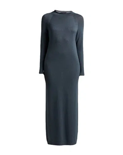 Alpha Studio Woman Midi Dress Slate Blue Size 8 Merino Wool