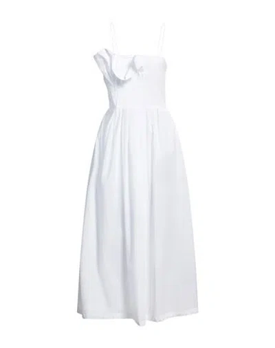 Alpha Studio Woman Midi Dress White Size 8 Cotton, Elastane