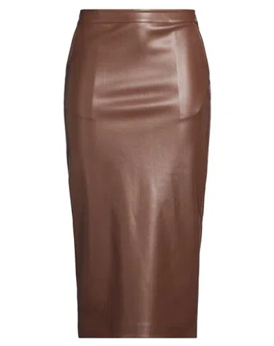 Alpha Studio Woman Midi Skirt Brown Size 2 Polyester, Resin