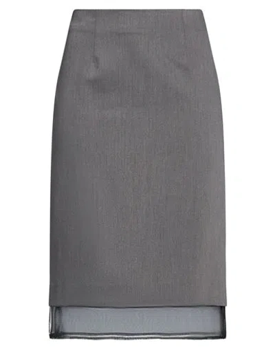 Alpha Studio Woman Midi Skirt Grey Size 4 Polyester, Viscose, Wool, Elastane