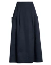 Alpha Studio Woman Midi Skirt Navy Size 10 Cotton, Elastane In Blue