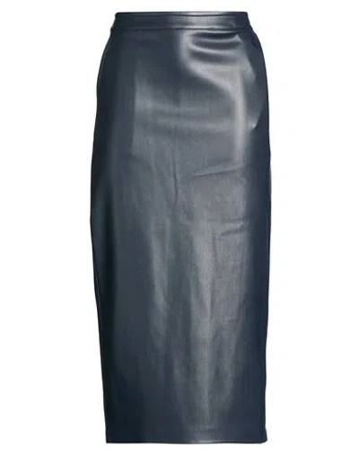 Alpha Studio Woman Midi Skirt Navy Size 2 Polyester, Resin In Blue