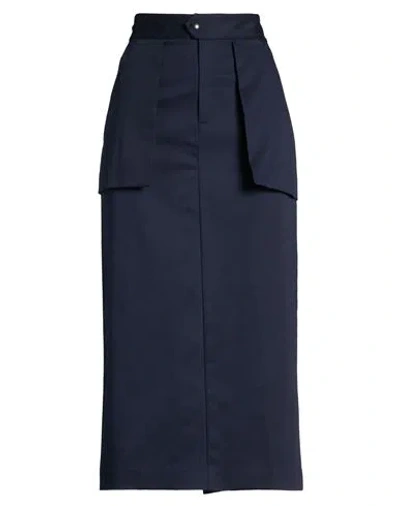 Alpha Studio Woman Midi Skirt Navy Size 8 Polyester, Cotton In Blue