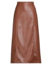 Alpha Studio Woman Midi Skirt Tan Size 14 Polyester, Polyurethane Resin In Brown