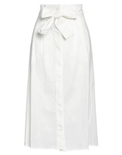 Alpha Studio Woman Midi Skirt White Size 4 Cotton