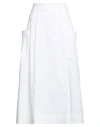 Alpha Studio Woman Midi Skirt White Size 6 Cotton, Elastane