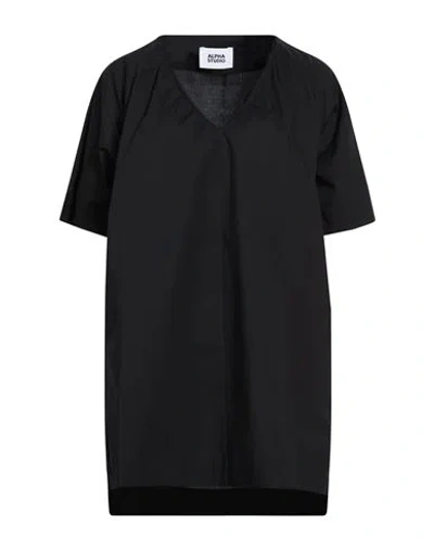 Alpha Studio Woman Mini Dress Black Size 8 Cotton, Elastane