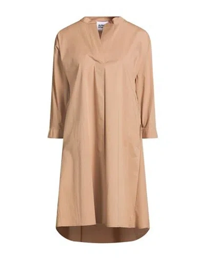 Alpha Studio Woman Mini Dress Camel Size 8 Cotton, Elastane In Nude