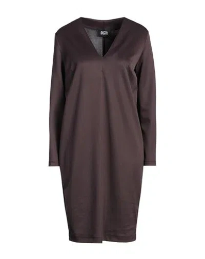 Alpha Studio Woman Mini Dress Dark Brown Size 10 Polyester, Elastane