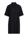 Alpha Studio Woman Mini Dress Navy Size 12 Cotton, Elastane In Navy