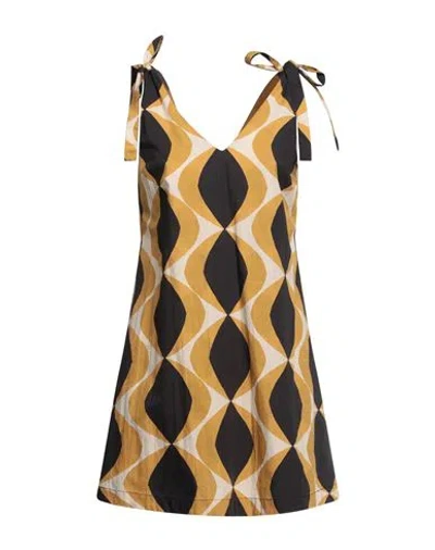 Alpha Studio Woman Mini Dress Ocher Size 8 Cotton In Yellow