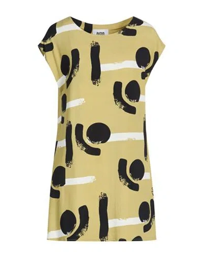 Alpha Studio Woman Mini Dress Sage Green Size 12 Viscose, Elastane In Yellow
