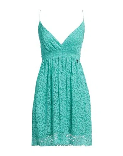 Alpha Studio Woman Mini Dress Turquoise Size 6 Viscose, Polyamide In Blue