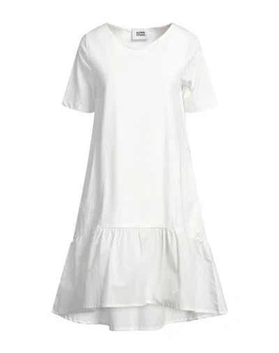 ALPHA STUDIO ALPHA STUDIO WOMAN MINI DRESS WHITE SIZE 6 COTTON, ELASTANE