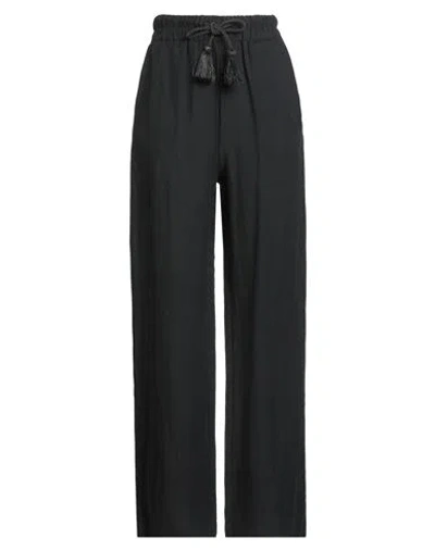 Alpha Studio Woman Pants Black Size 6 Linen, Viscose