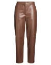 Alpha Studio Woman Pants Brown Size 10 Polyester, Polyurethane Resin