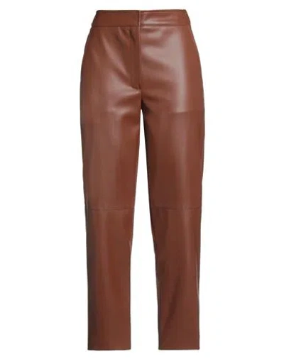 Alpha Studio Woman Pants Brown Size 12 Polyurethane Resin, Polyester