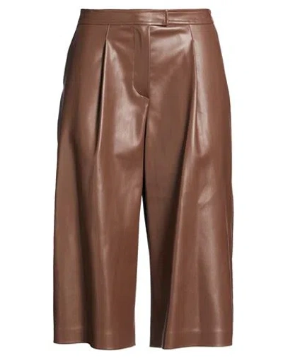 Alpha Studio Woman Pants Brown Size 2 Polyester, Polyurethane Resin