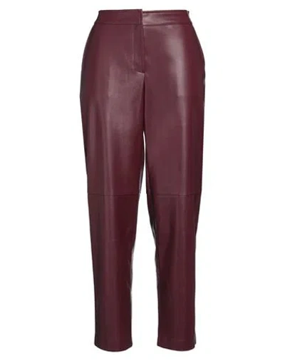 Alpha Studio Woman Pants Burgundy Size 10 Polyester, Polyurethane Resin