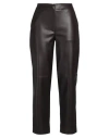 Alpha Studio Woman Pants Dark Brown Size 6 Polyester, Polyurethane Resin