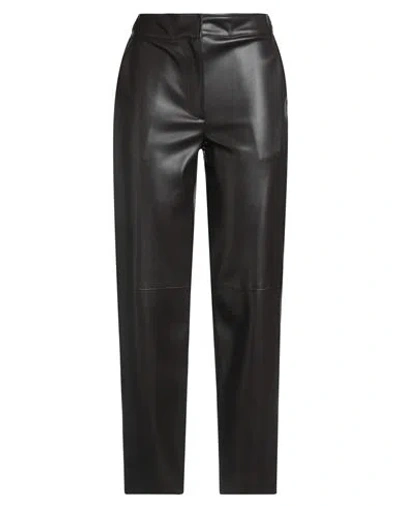 Alpha Studio Woman Pants Dark Brown Size 12 Polyurethane Resin, Polyester