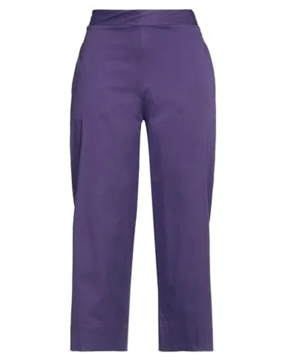 Alpha Studio Woman Pants Purple Size 6 Cotton, Elastane