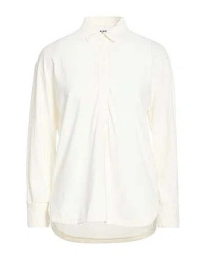 Alpha Studio Woman Polo Shirt Ivory Size 8 Cotton, Elastane In White