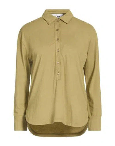Alpha Studio Woman Polo Shirt Sage Green Size 8 Cotton, Elastane